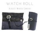 Blaue 3er Watch Roll | Waxed Canvas | Geschenk für Männer | Armbanduhren Rolle 3 Uhren | Reise Uhren Etui | Uhrenrolle Baumwolle gefüttert