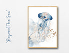 Geburtsposter im 3er-Set | Taufgeschenk | Maritim | Unterwasser | Buchstabe | Aquarell | Tierbild | Bild fürs Baby Kinderzimmer | blau gold