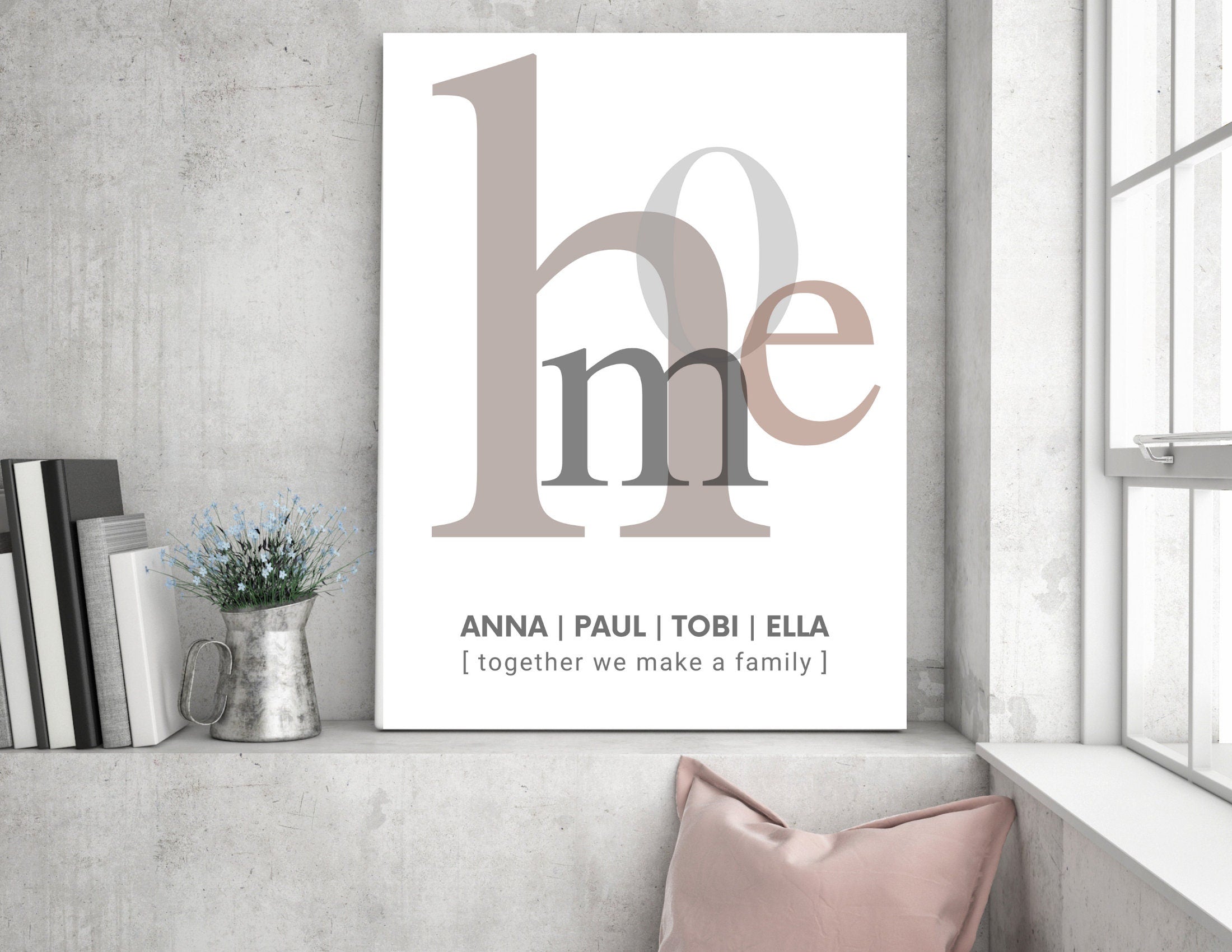 HOME | personalisiertes Poster | family | Geschenk Familie | individuell | Typo | Schrift | Familienposter | Bild zum Einzug