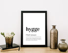 Design Poster | HYGGE | Definition | Digital Print | Typo Bild | gerahmter Kunstdruck | Duden Lautschrift | Gemütlichkeit | Happy | Rahmen