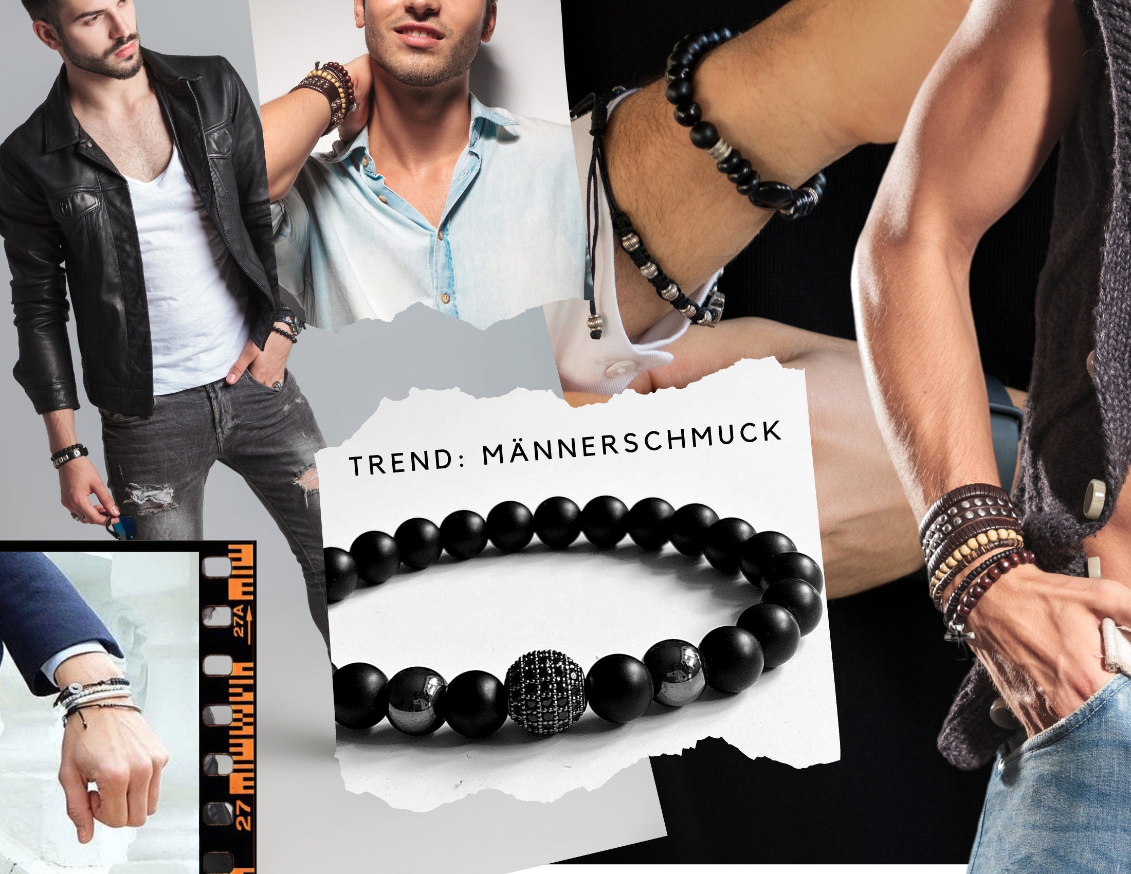 Beiges geflochtenes Lederarmband für Männer | Herrenarmband | Geschenk Vatertag