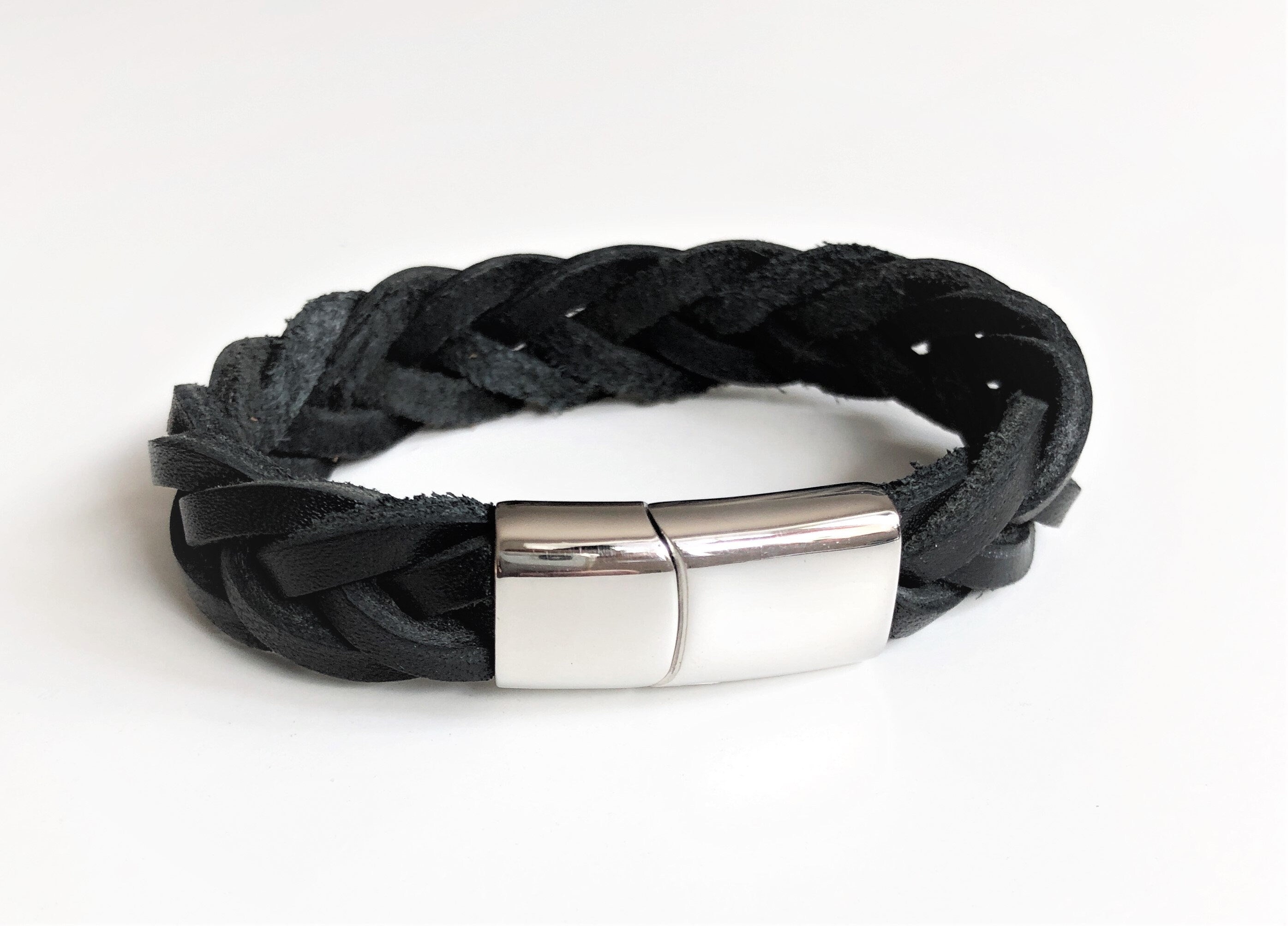 Armband | geflochtenes Lederarmband | schwarz