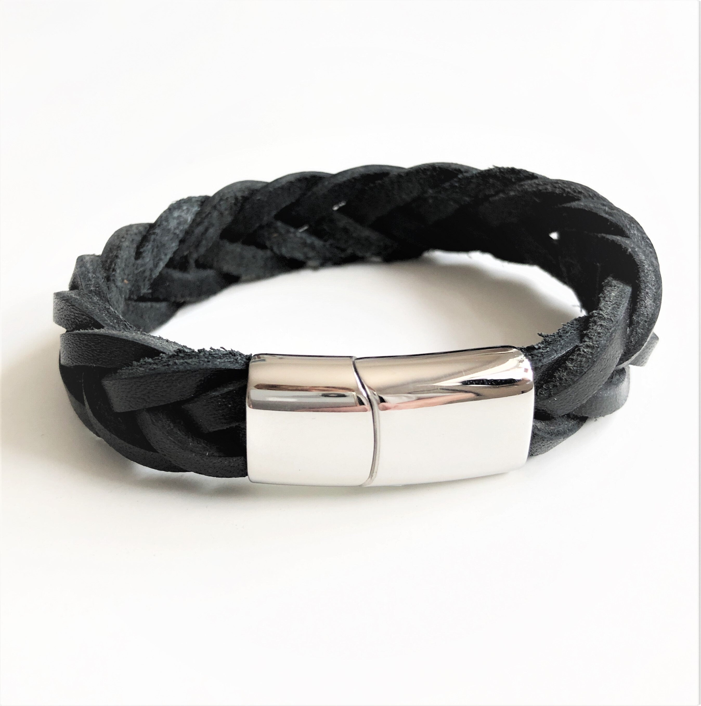 Armband | geflochtenes Lederarmband | schwarz