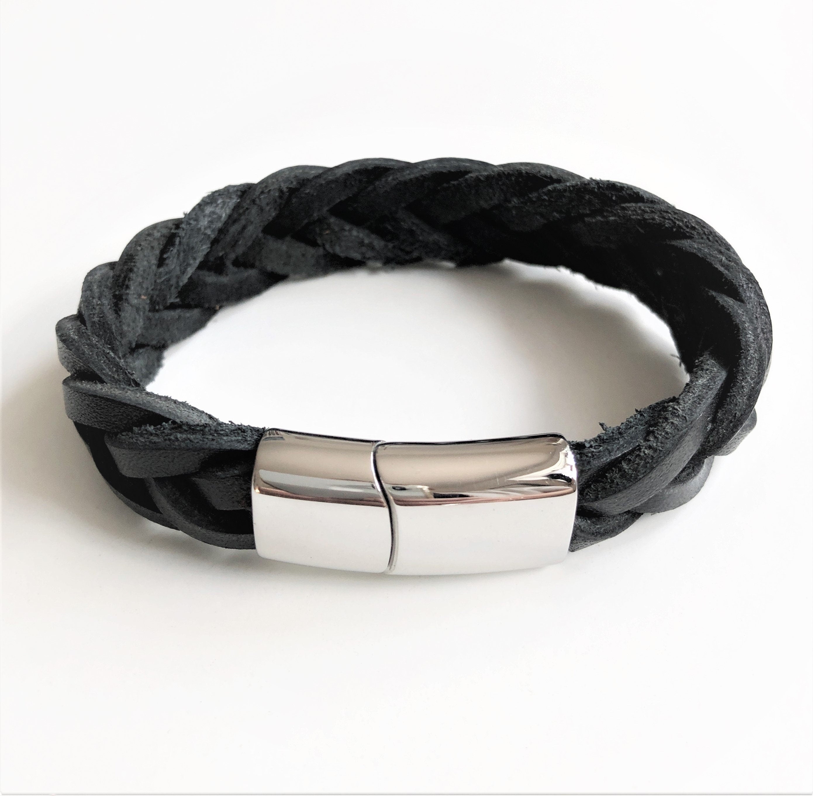 Armband | geflochtenes Lederarmband | schwarz