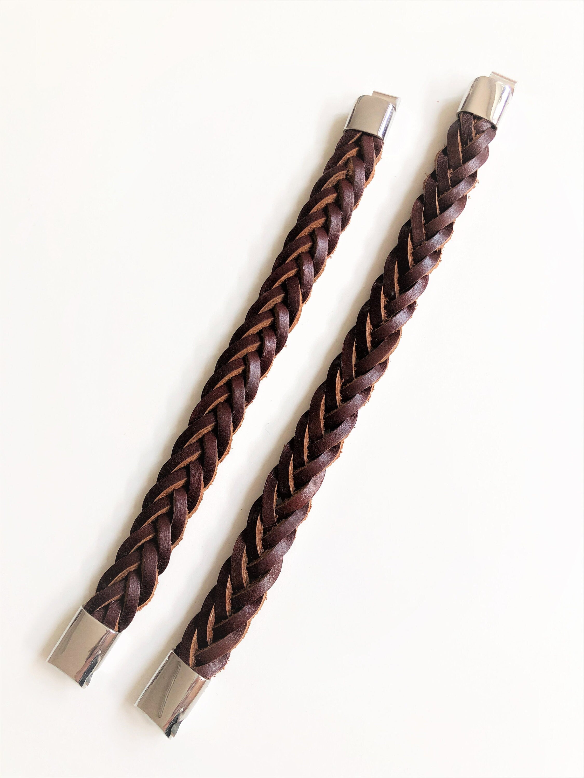 Braunes geflochtenes Lederarmband für Männer | Verschluss Edelstahl | Herrenarmband | Geschenk Vatertag