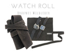 Braune Watch Rolls aus Wildleder | Geschenk Mann | Armbanduhren Rolle | Reise Uhren Etui | Uhrenrolle Leder | als 3er oder 4er