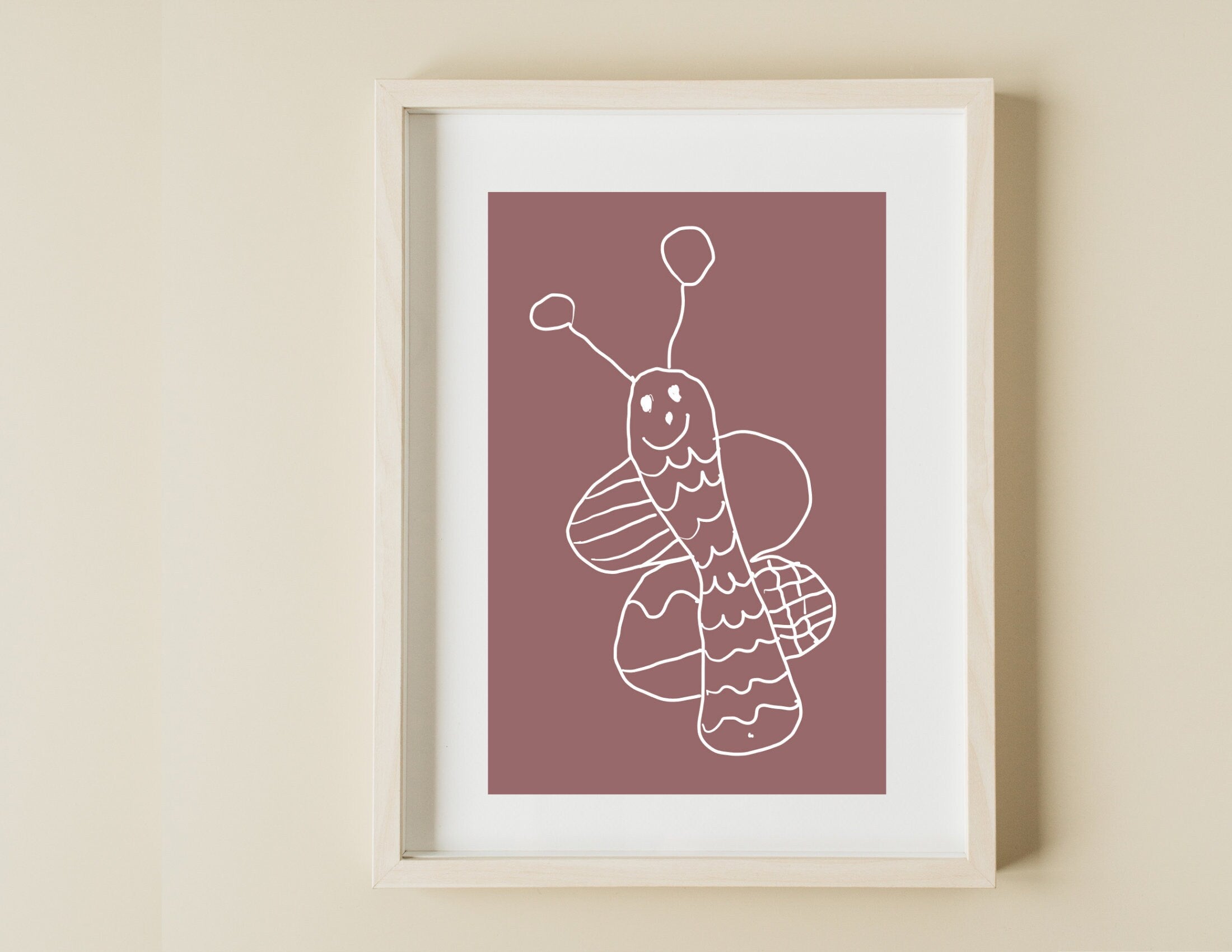 Kinder Kunstwerk als Poster - nach Vorlage einer Kinderzeichnung mit Wunschfarbe als Hintergrund