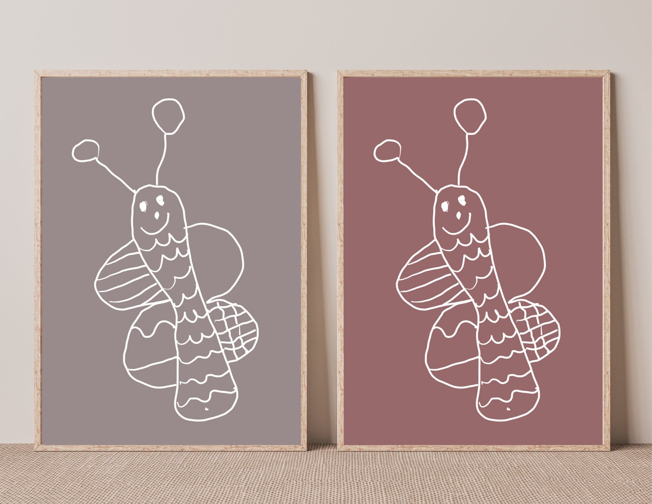 Kinder Kunstwerk als Poster - nach Vorlage einer Kinderzeichnung mit Wunschfarbe als Hintergrund