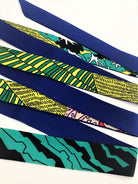 Schmaler seidiger Schal | Twilly Handtasche Griff | Wrap | Tuch | Haarband | Armband | Foulard | Taschenband | Vintage Stil blau grün
