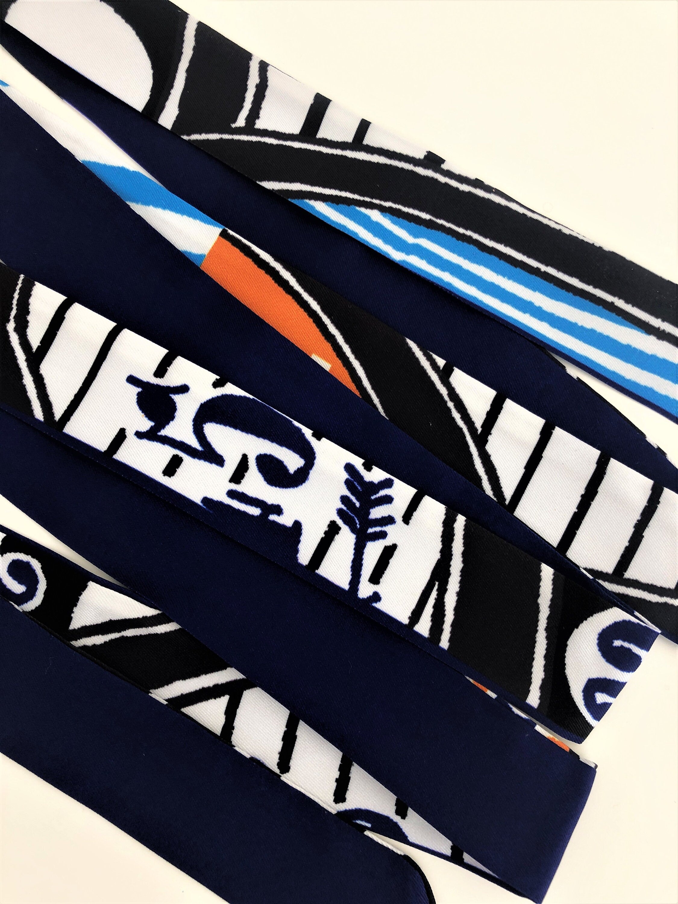 Schmaler seidiger Schal | Twilly | Handtasche Griff | Wrap | Tuch | Haarband | Armband | Taschenband lila blau violett orange