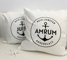 Personalisiertes Insel Kissen | Sylt, Amrum, Juist, Föhr, Langeoog, Norderney | Maritime Deko mit Wunschinsel | 50 x 50 cm Küsten Kissen