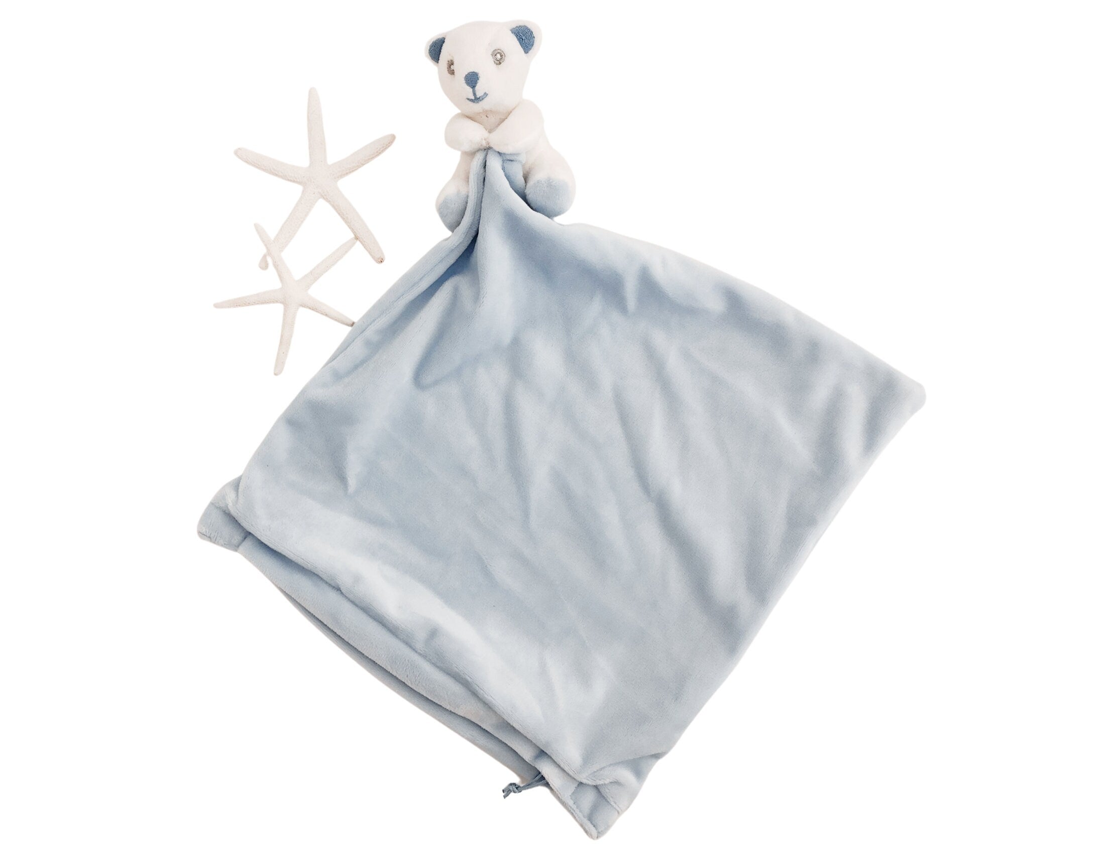 Hellblaues Kissen mit Bär | personalisiert | mit Baby Namen