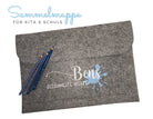 Graue Sammelmappe | personalisierte Filzmappe | passend für DIN A4 | Name des Kindes | Schule | Kita | Kunstwerke Bilder Zeichnungen