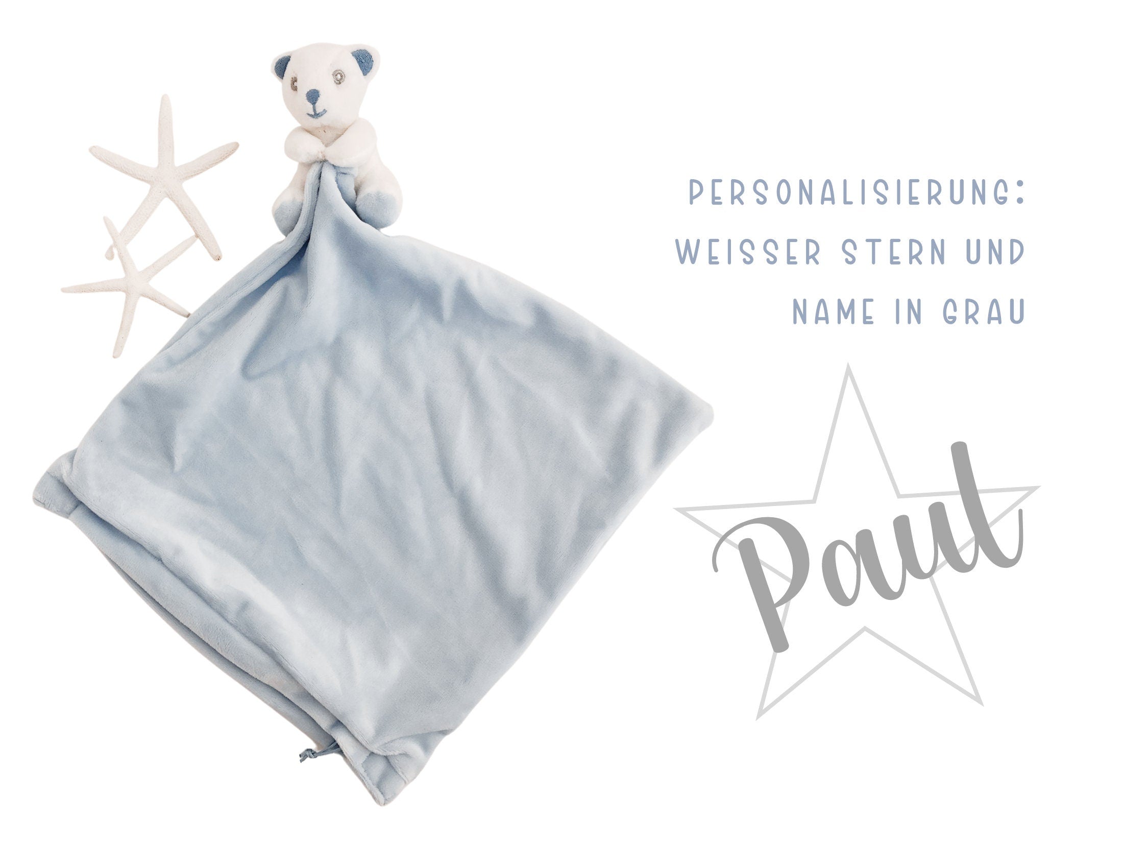 Hellblaues Kissen mit Bär | personalisiert | mit Baby Namen