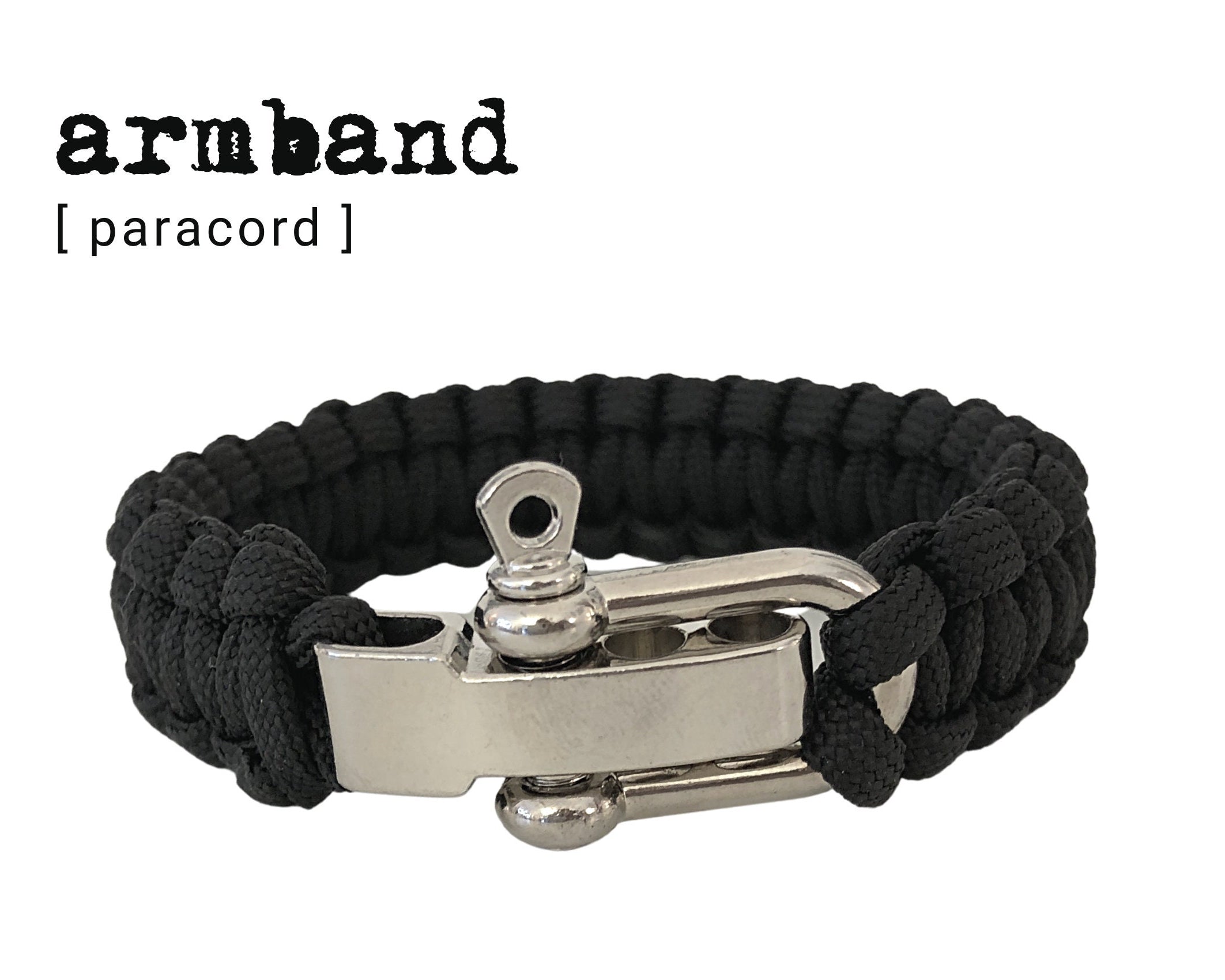 Paracord Armband | silberner Schäkel Verschluss | Survivor Stil | Outdoor | Männerarmband | schwarz