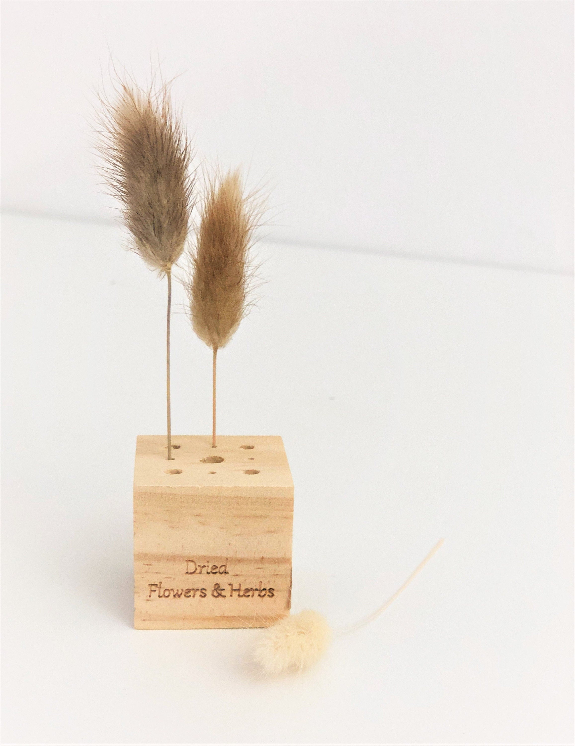 Dried Flowers | Holzwürfel aus Holz | Ständer Trockenblumen Federn | Boho | kleines Geschenk