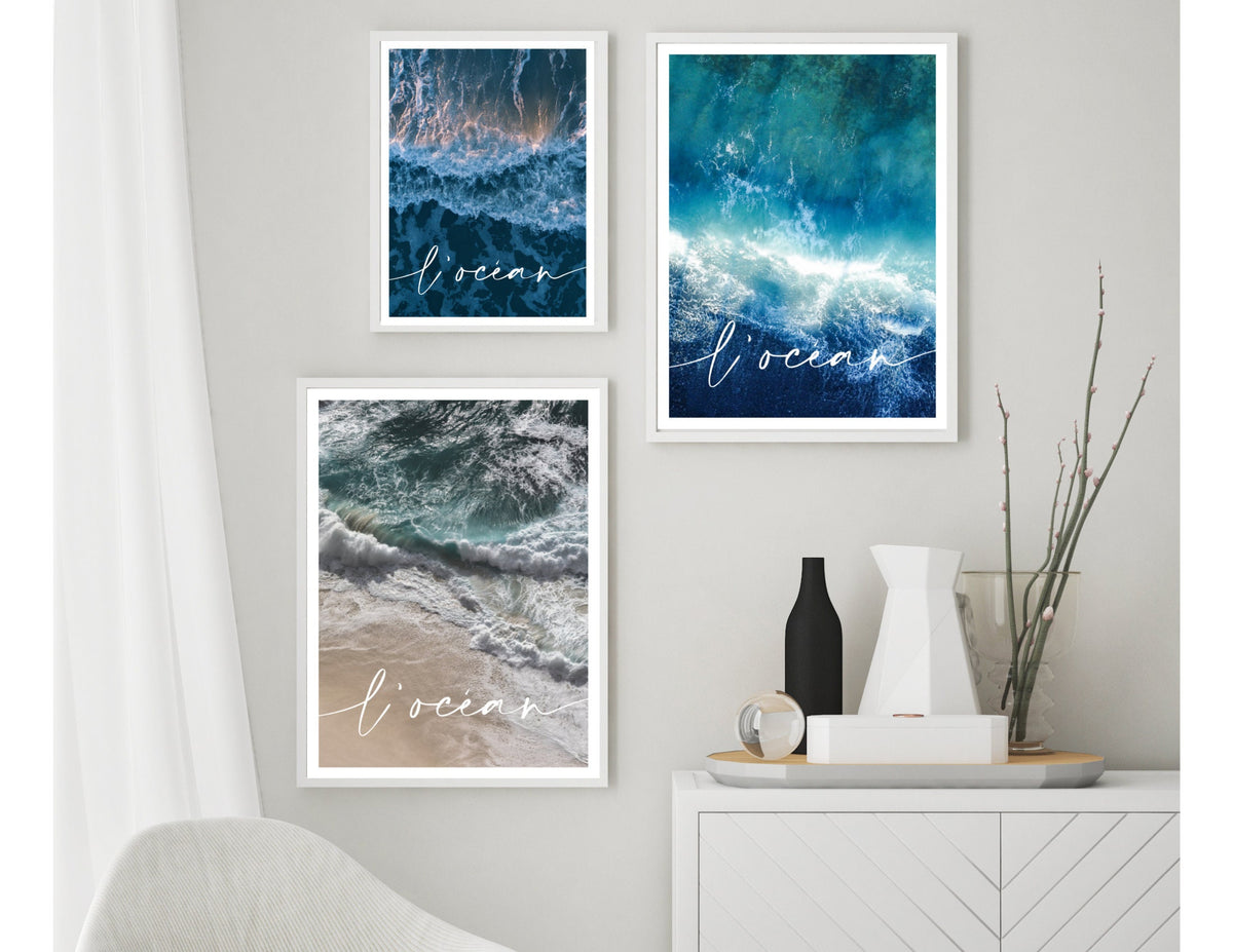L' océan | Poster vom Meer | Beach | maritim | Bilder Serie | Wand Deko | Meeresposter | Ozean | Brandung | Welle | von oben
