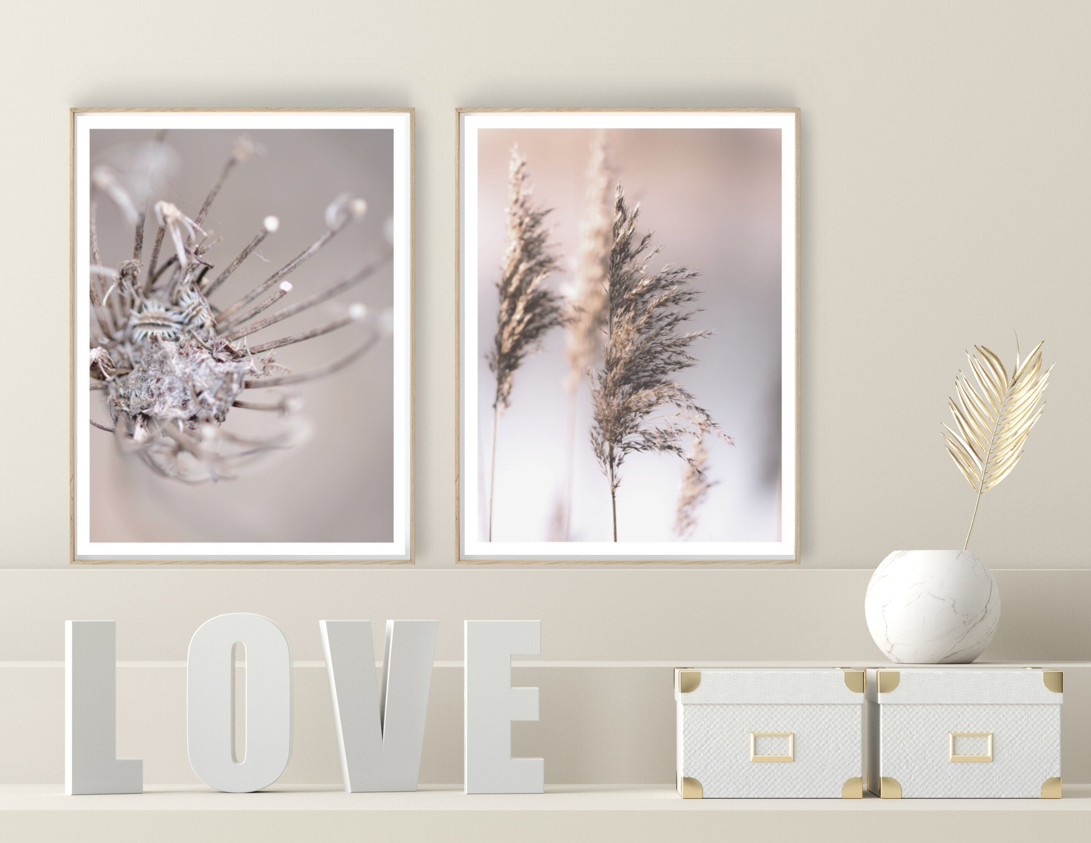 Poster | Blumen | natur | beige | Pampas Gräser Reed | zarte dezente Farben | Boho Naturposter
