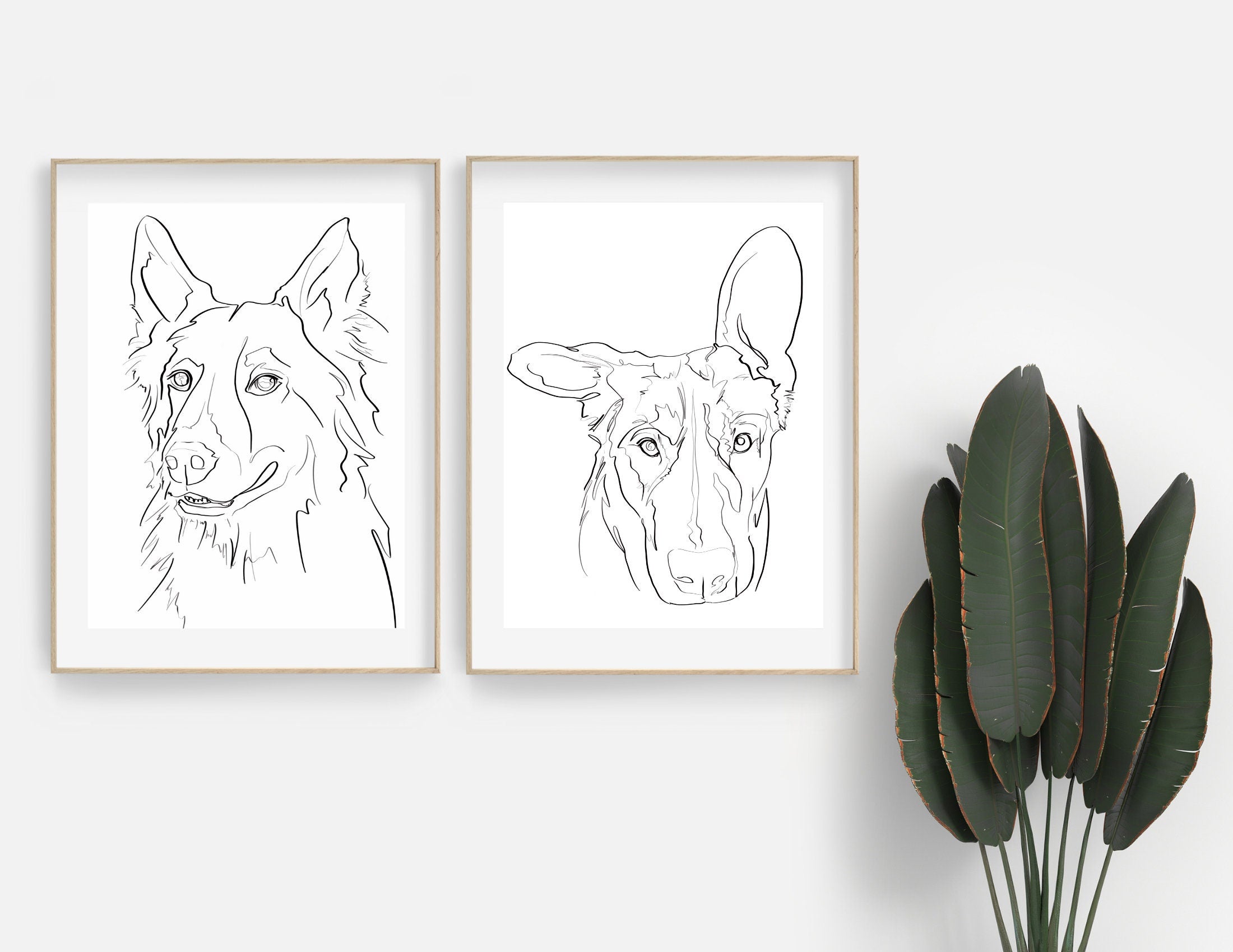 Hunde Portrait | One Line Art | Haustier Portrait | Benutzerdefiniert | Tierportrait Name | Auch als Gutschein