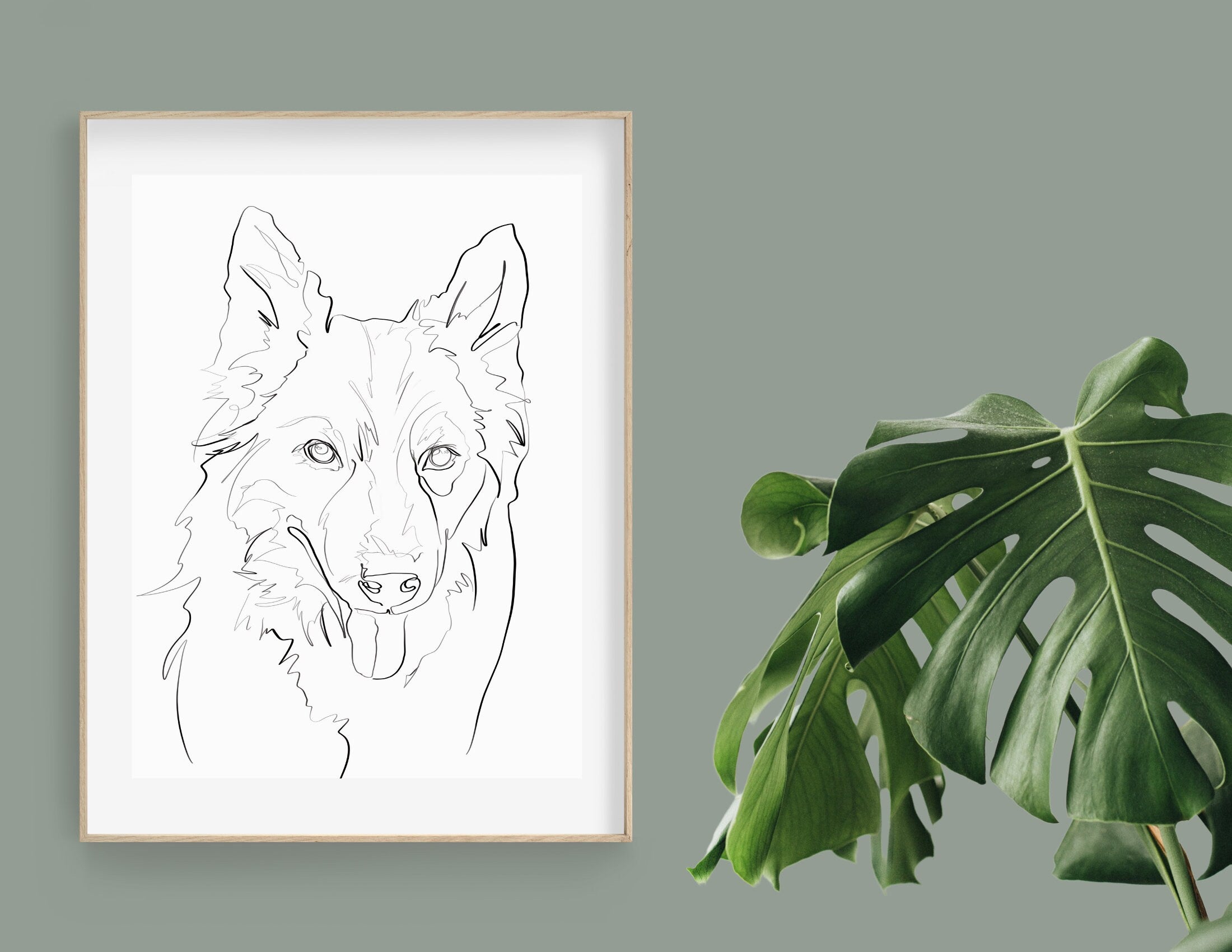 Hunde Portrait | One Line Art | Haustier Portrait | Benutzerdefiniert | Tierportrait Name | Auch als Gutschein