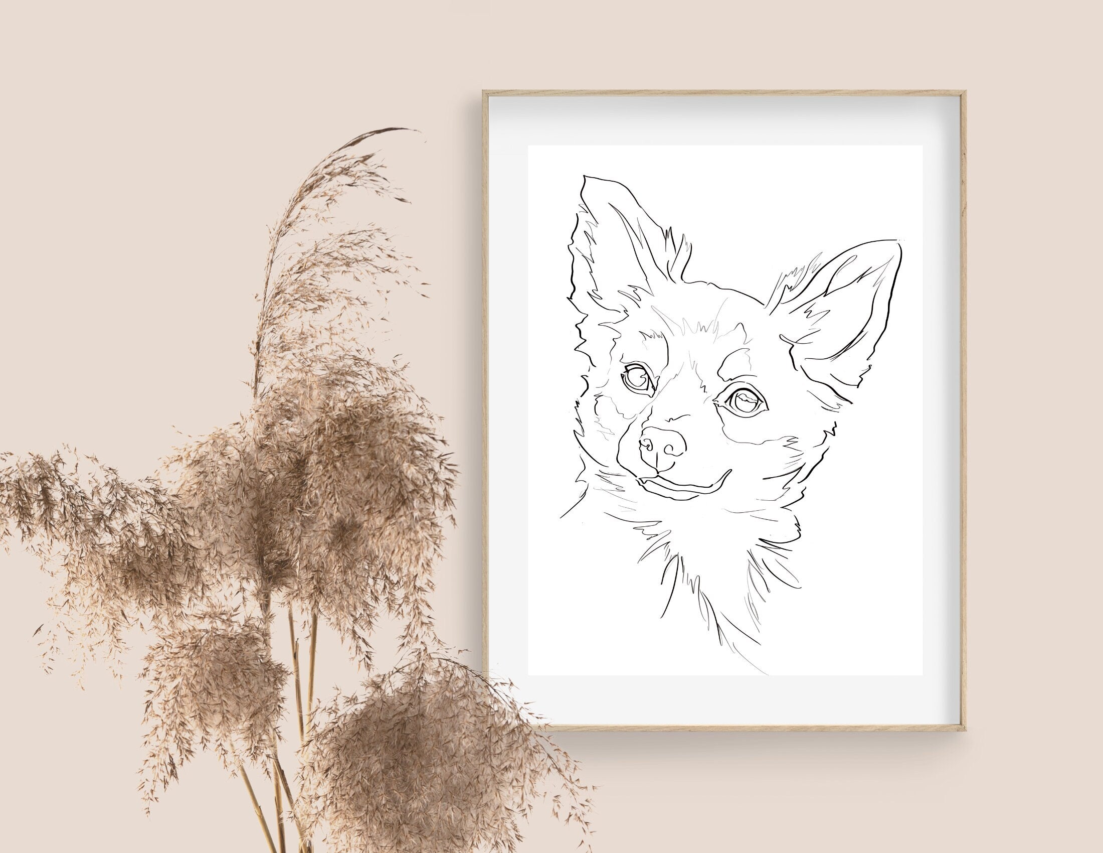 Hunde Portrait | One Line Art | Haustier Portrait | Benutzerdefiniert | Tierportrait Name | Auch als Gutschein
