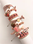 MOM gewebtes Perlenarmband | Ibiza Style | rosa beige schwarz grün | verstellbar | Geschenk Muttertag