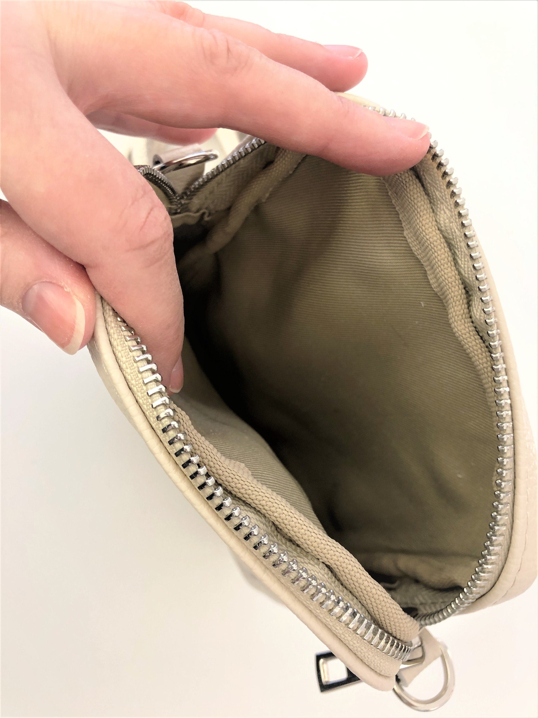 Beige Leder Tasche | Crossbody Bag | Handytasche