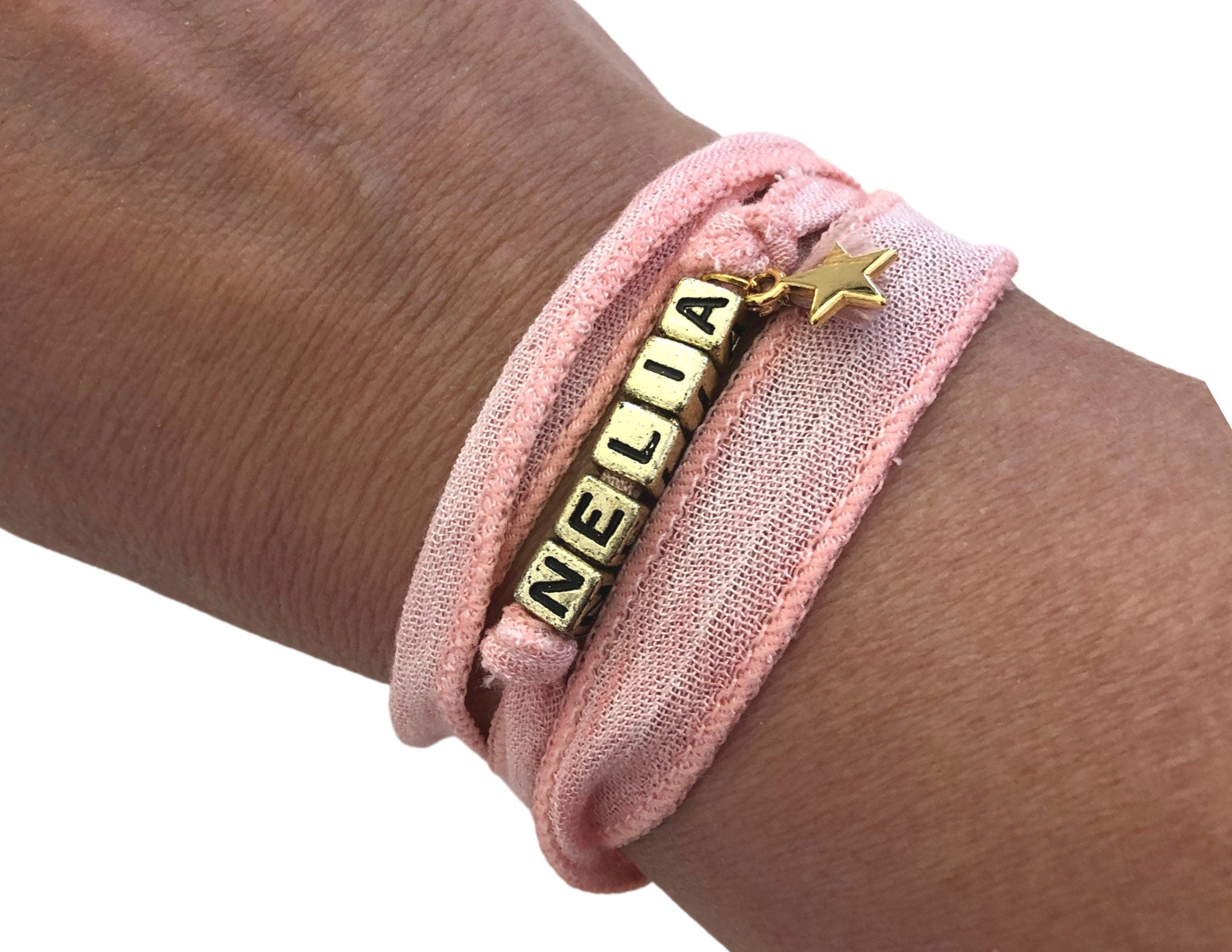 Armband | rosa | Buchstabenperlen | personalisierbar