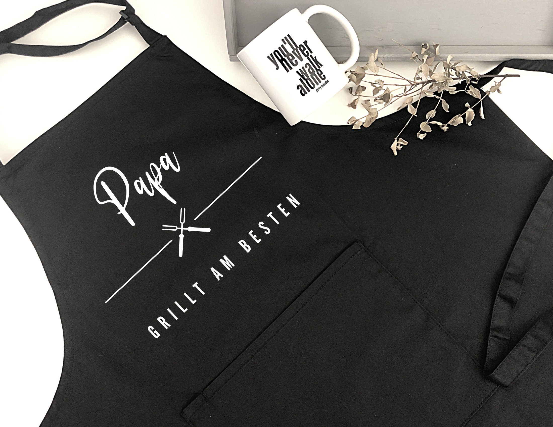 Grill Schürze für Papa | BBQ Schürze | schwarz oder grau | Geschenk Vater Bruder Freund Mann