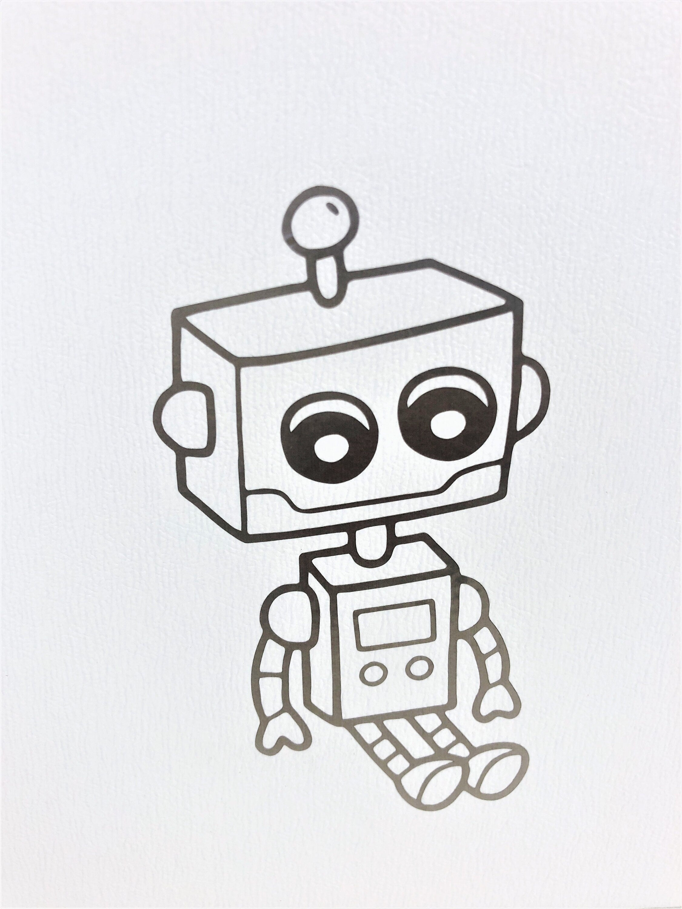 Kleiner weißer Kinderkoffer | Roboter | Pappkoffer für Spielzeug | Geschenk Kindergartenkind Schulkind