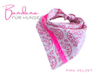 Weiß pinkes Hunde Halstuch | Bandana zum Wenden | Ethnomuster | Dreieckstuch zum Binden | Samtband | Gr. S