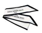 Twilly | Seidiger schmaler Schal | Haarband | Love Never Fails | für Handtasche, als Armband, Haarband, Krawatte, kleines Halstuch