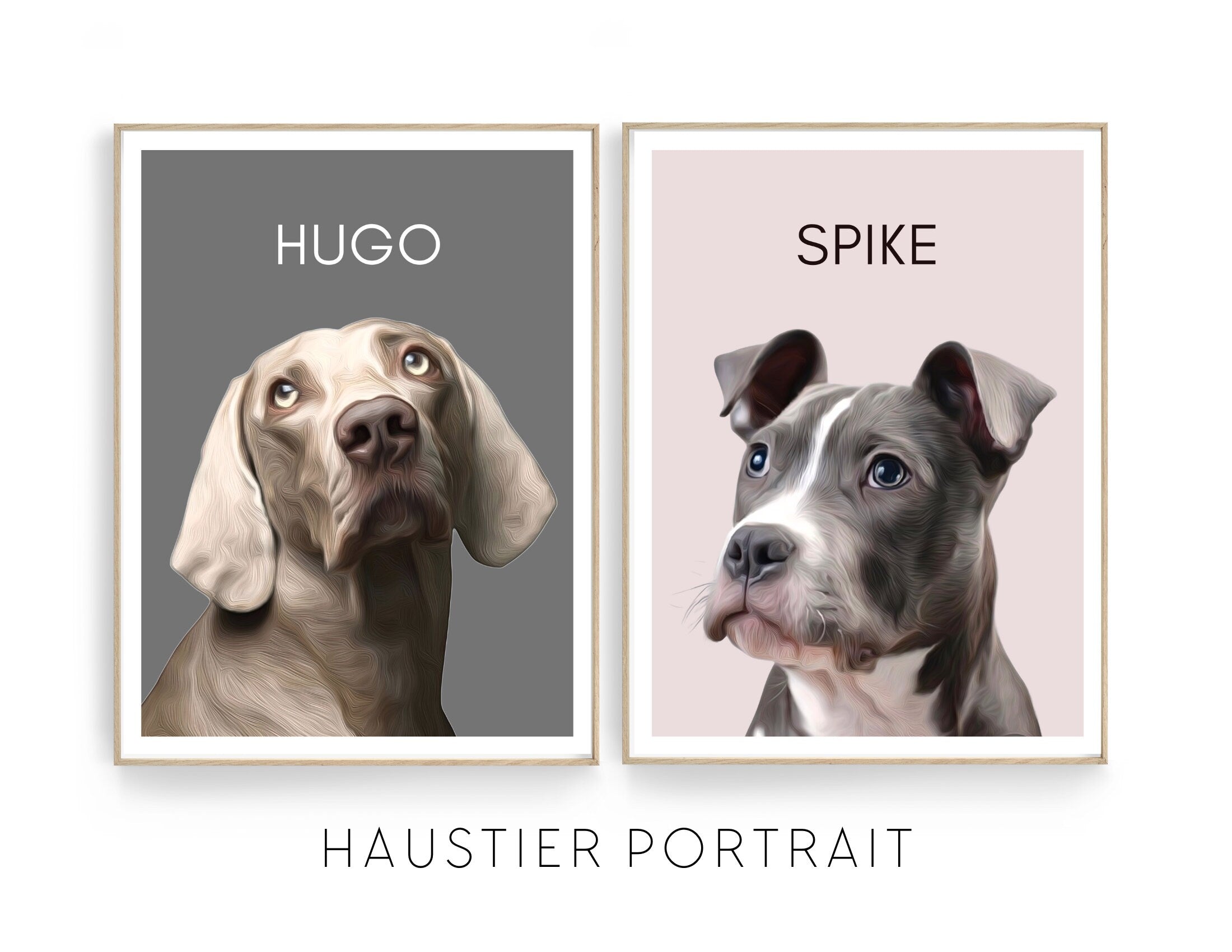 Haustier Portrait | Hund Katze | nach Foto mit Namen | Hintergrund nach Wunsch frei wählbar