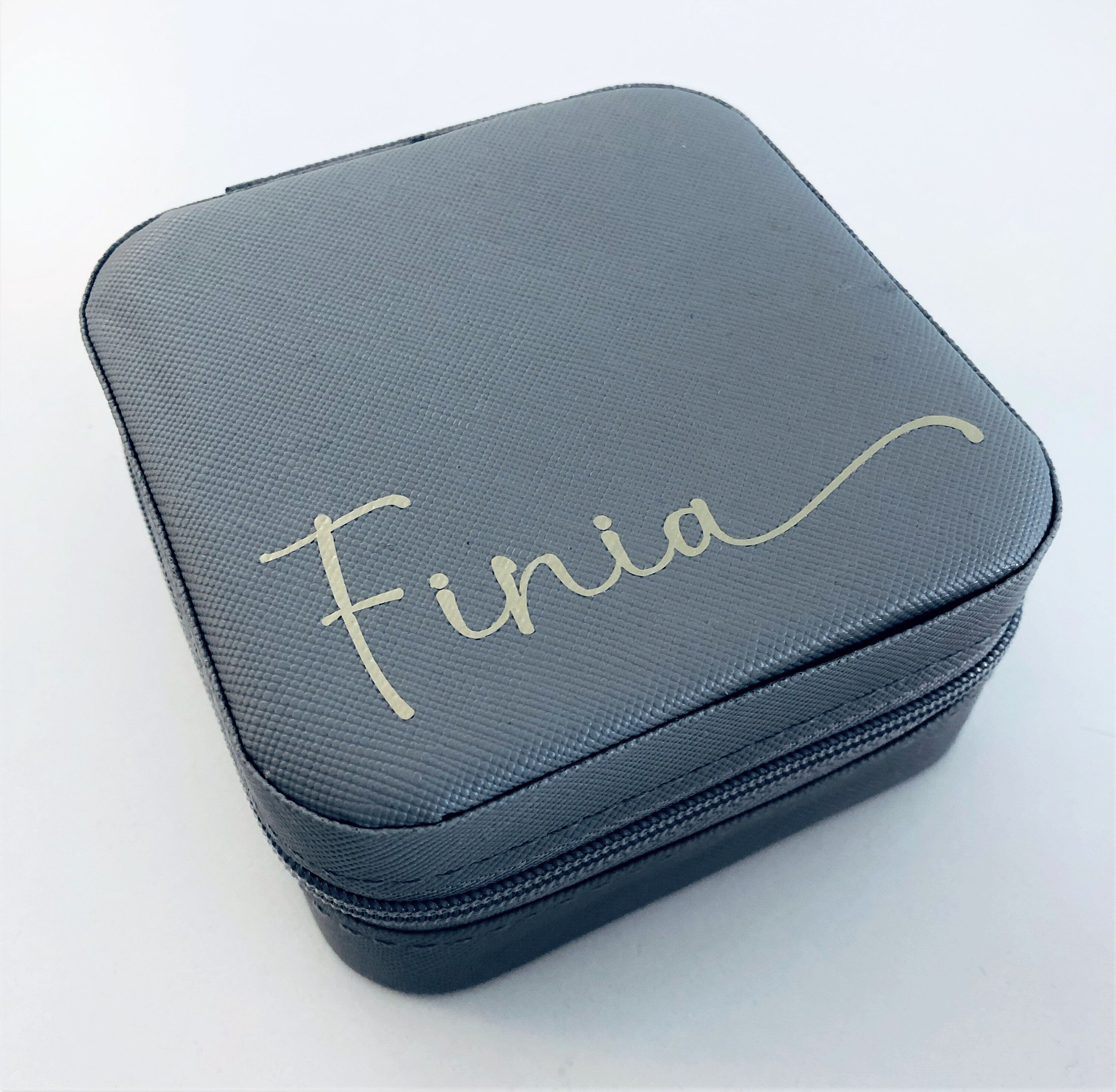 Schmuck-Etui für die Reise | personalisierte Schmuckbox | kleine Schatulle mit Namen | rosa, pink, schwarz, beige