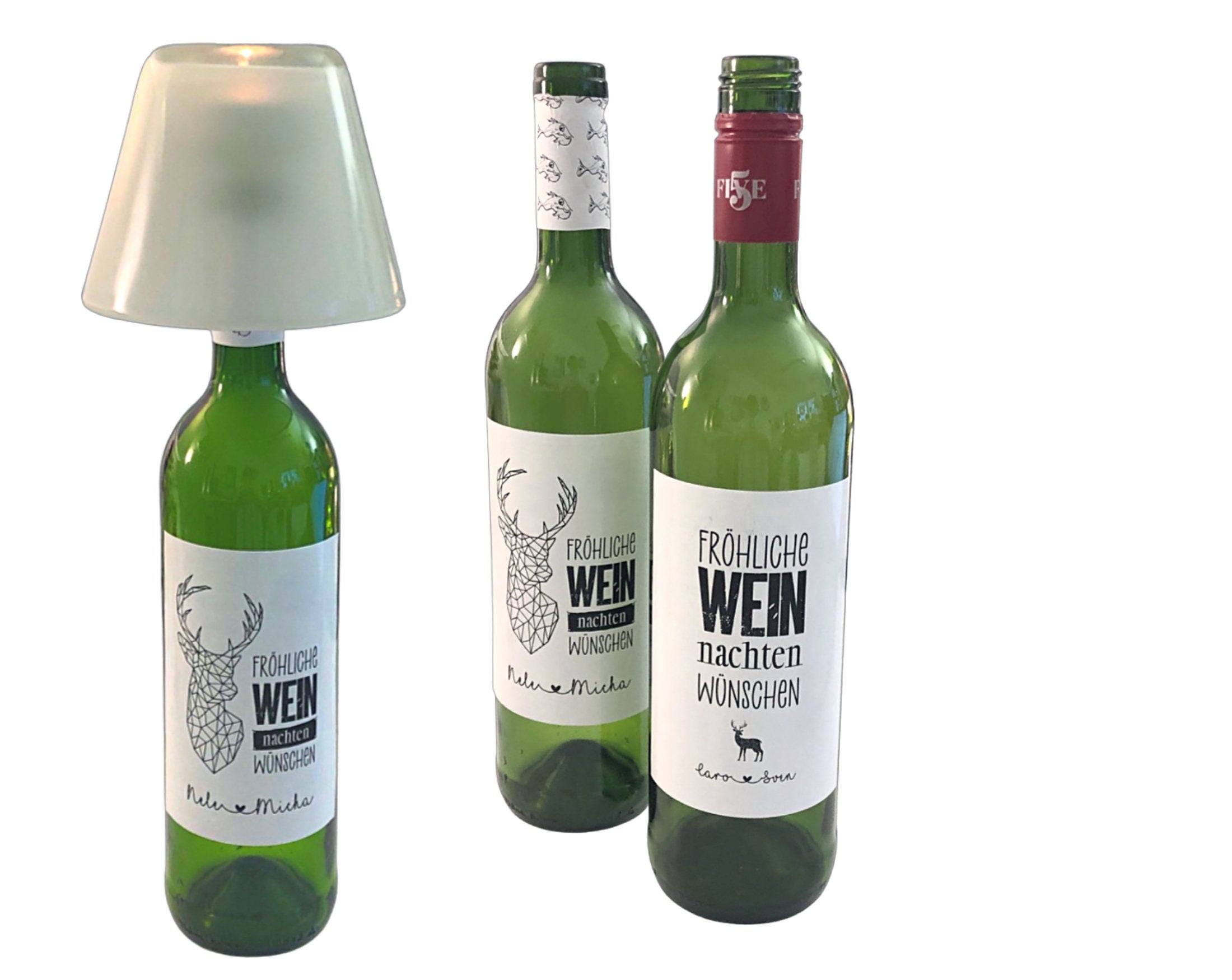 Weinflaschen Lampe | Bottle Light | Teelicht Lampenschirm aus Glas