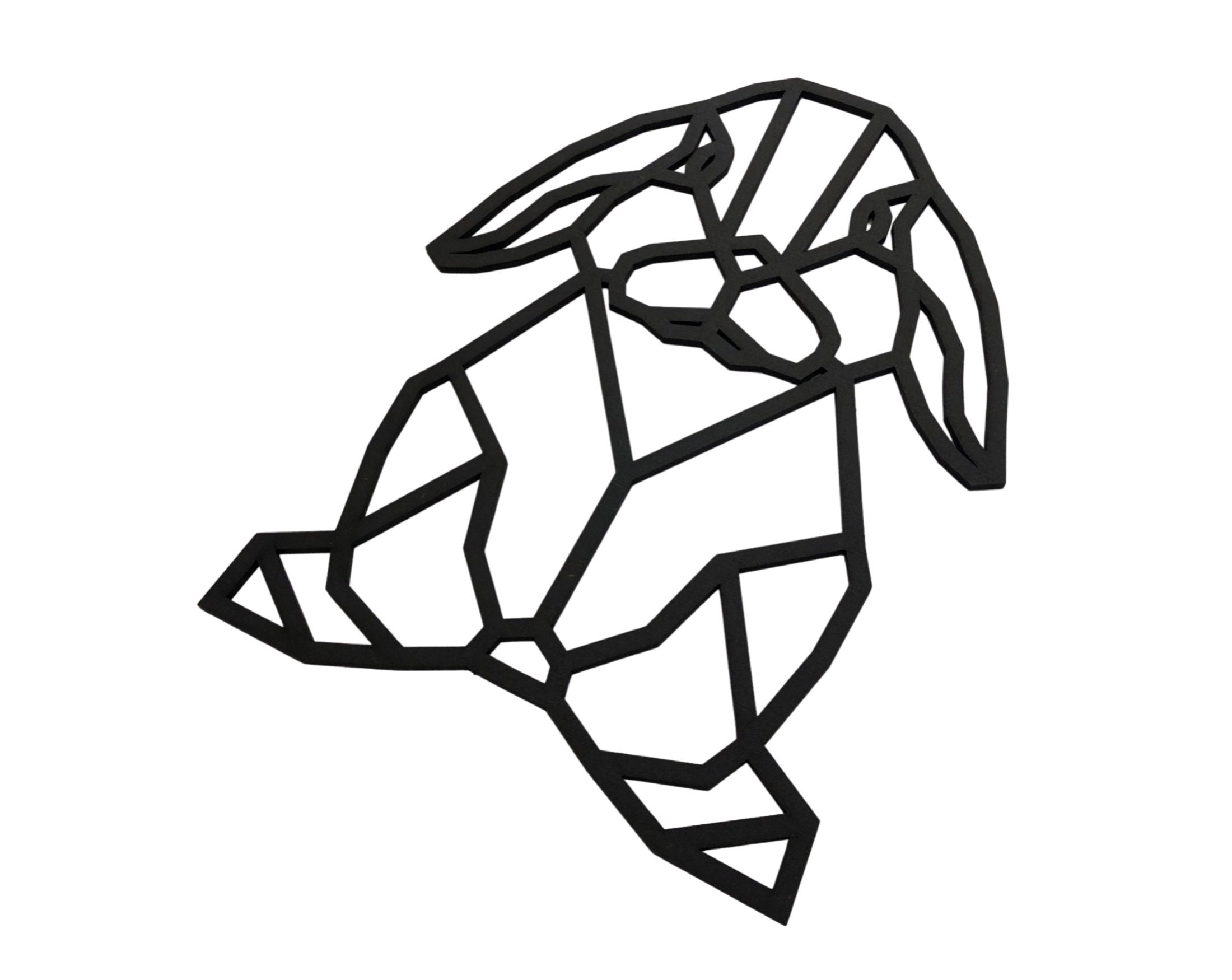 Großer Geometrischer Hase | schwarzes Holz | Ostern | Holztier Dekor Osterhase