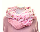 Rosa Tuch im Boho-Style | Leo | zartes Pink mit gold bedruckt | mit Quasten