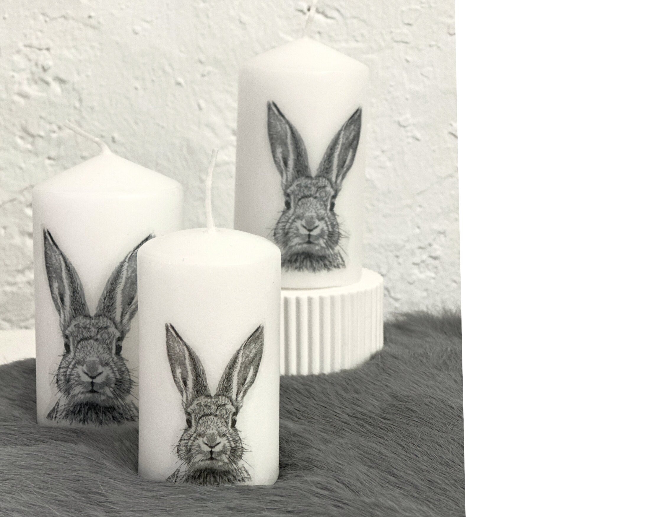 Ostern | Kerzen | Hasen | Stumpenkerzen | weiß