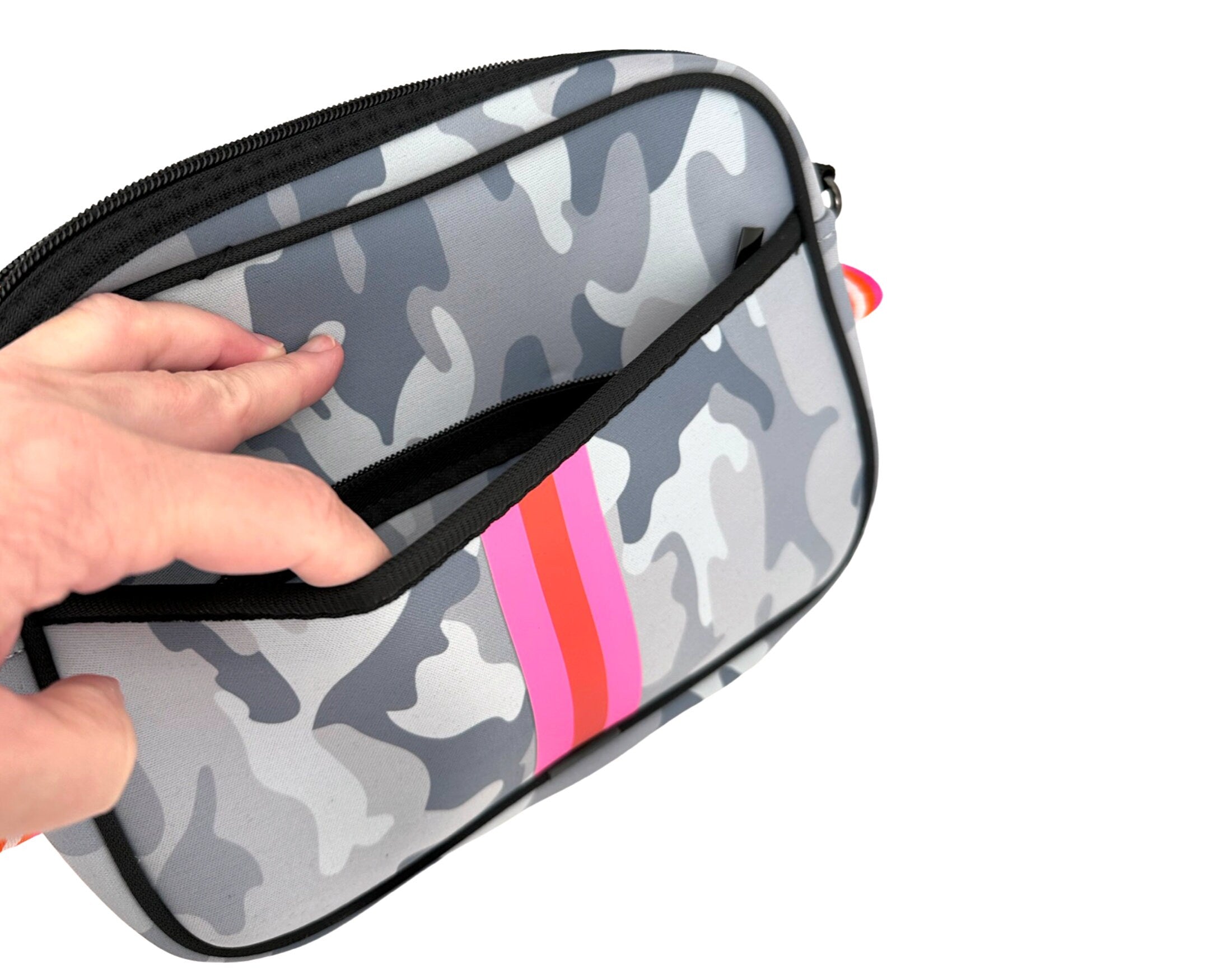 Tasche Cross-Bodybag Neopren | camouflage grau pink oder kakhi rot