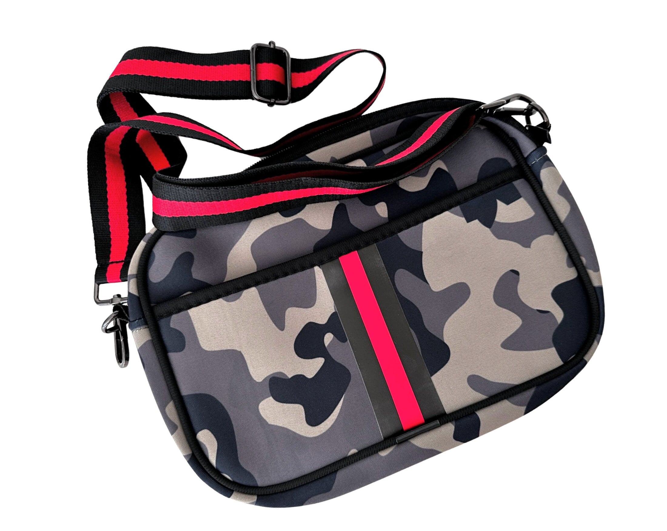 Tasche Cross-Bodybag Neopren | camouflage grau pink oder kakhi rot