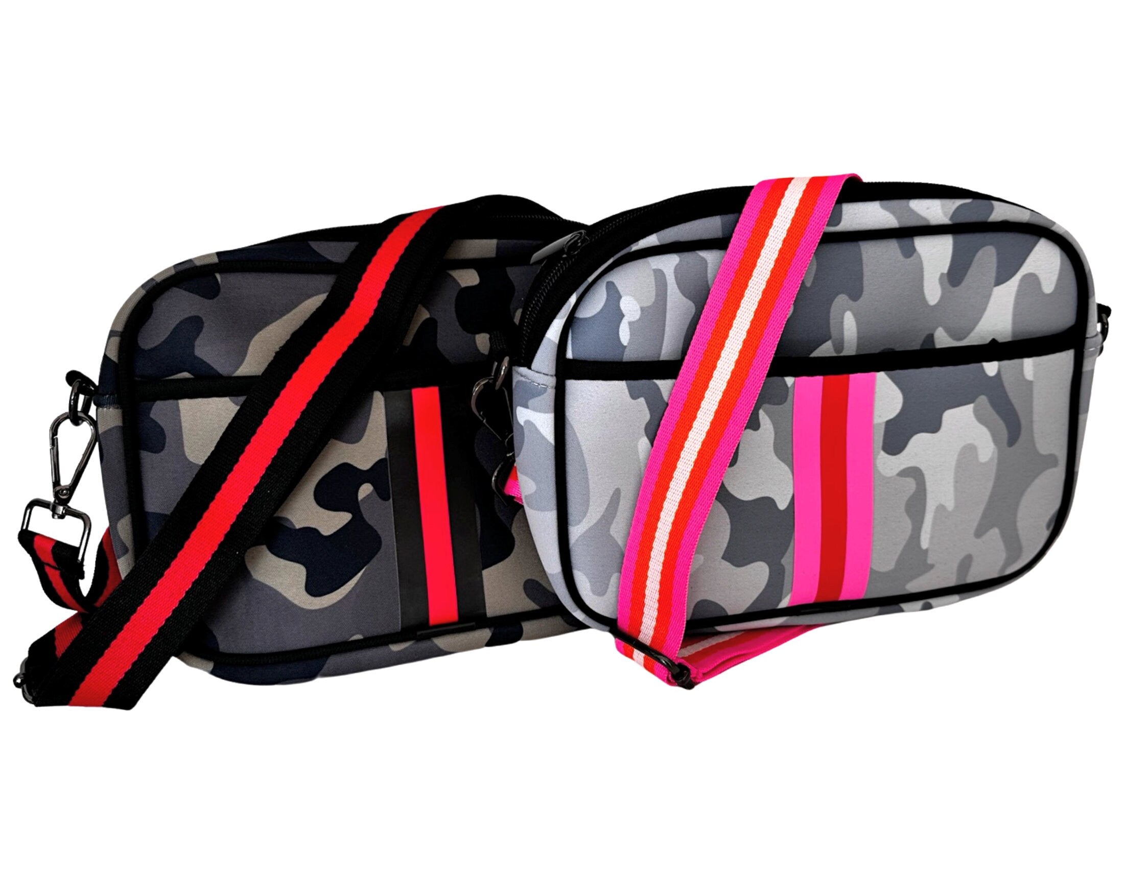 Tasche Cross-Bodybag Neopren | camouflage grau pink oder kakhi rot