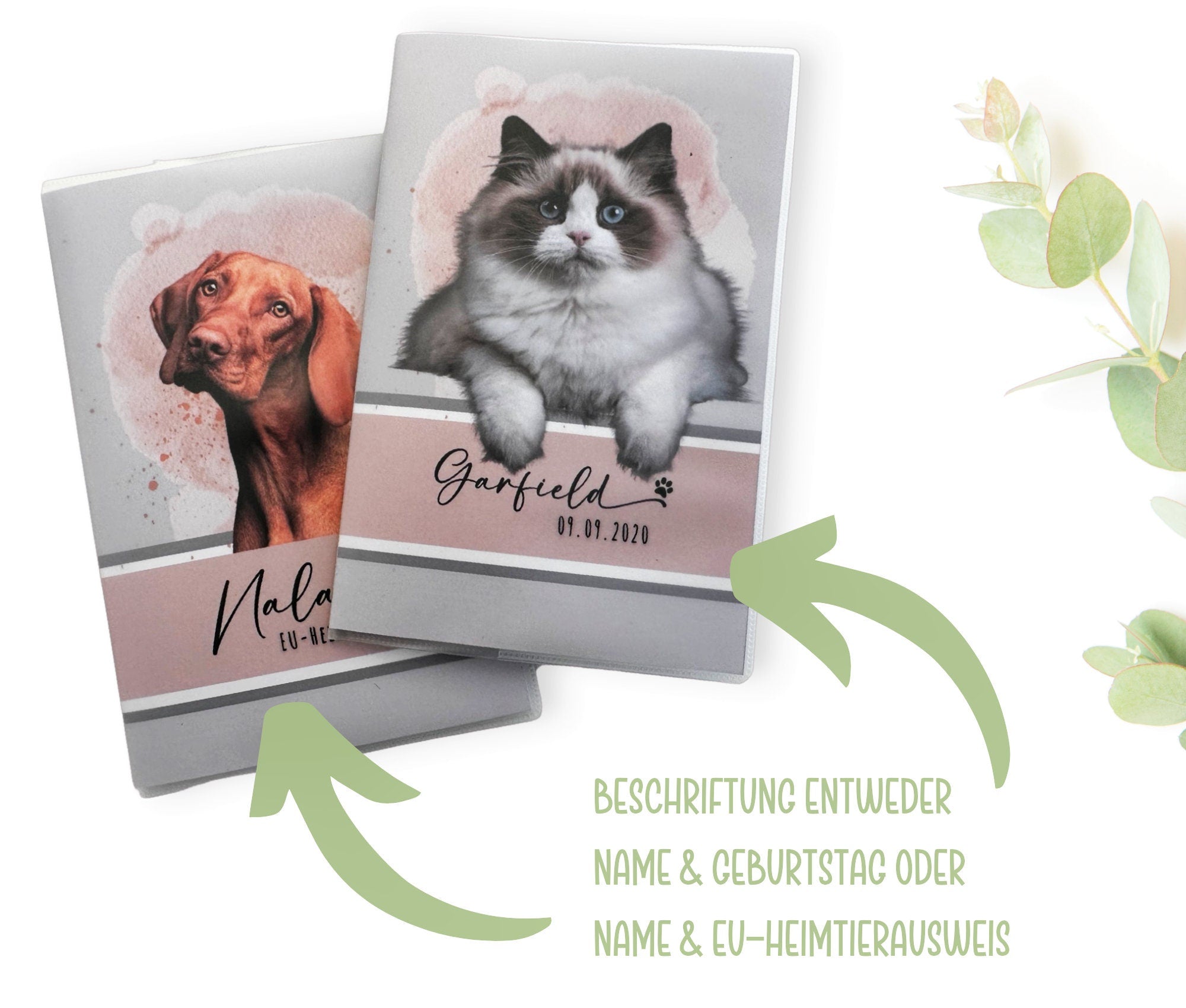 Heimtierausweis mit Foto | personalisierte Schutzhülle EU-Heimtierausweis | Katze Hund | mit Namen