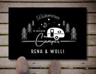 Personalisierte Fußmatte für Camper | Geschenk Wohnmobil | schwarzer Fußabtreter mit Namen