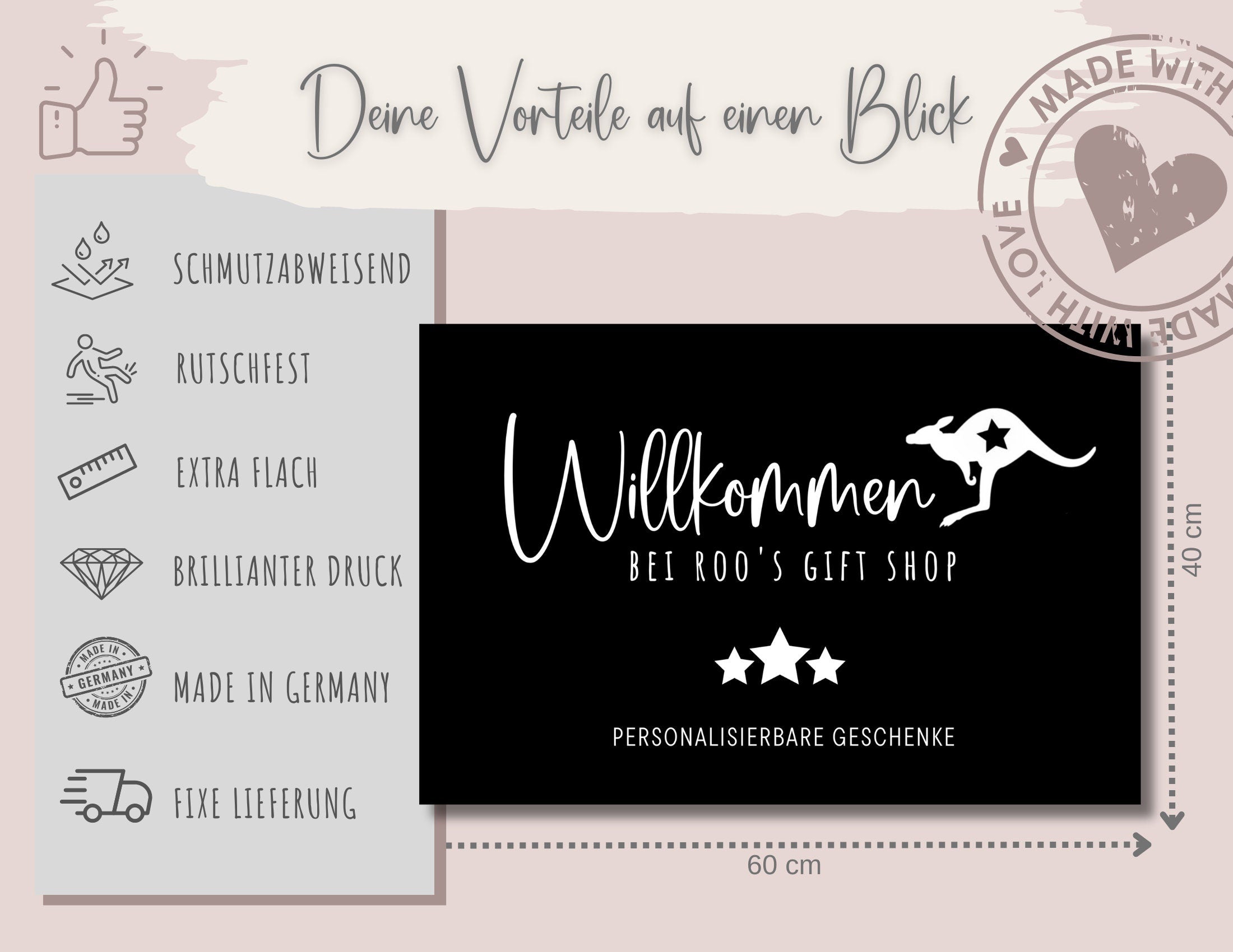 Personalisierte Fußmatte für Camper | Geschenk Wohnmobil Camping | schwarzer Fußabtreter mit Namen