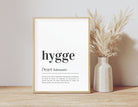 Design Poster | HYGGE | Definition | Digital Print | Typo Bild | gerahmter Kunstdruck | Duden Lautschrift | Gemütlichkeit | Happy | Rahmen