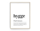 Design Poster | HYGGE | Definition | Digital Print | Typo Bild | gerahmter Kunstdruck | Duden Lautschrift | Gemütlichkeit | Happy | Rahmen