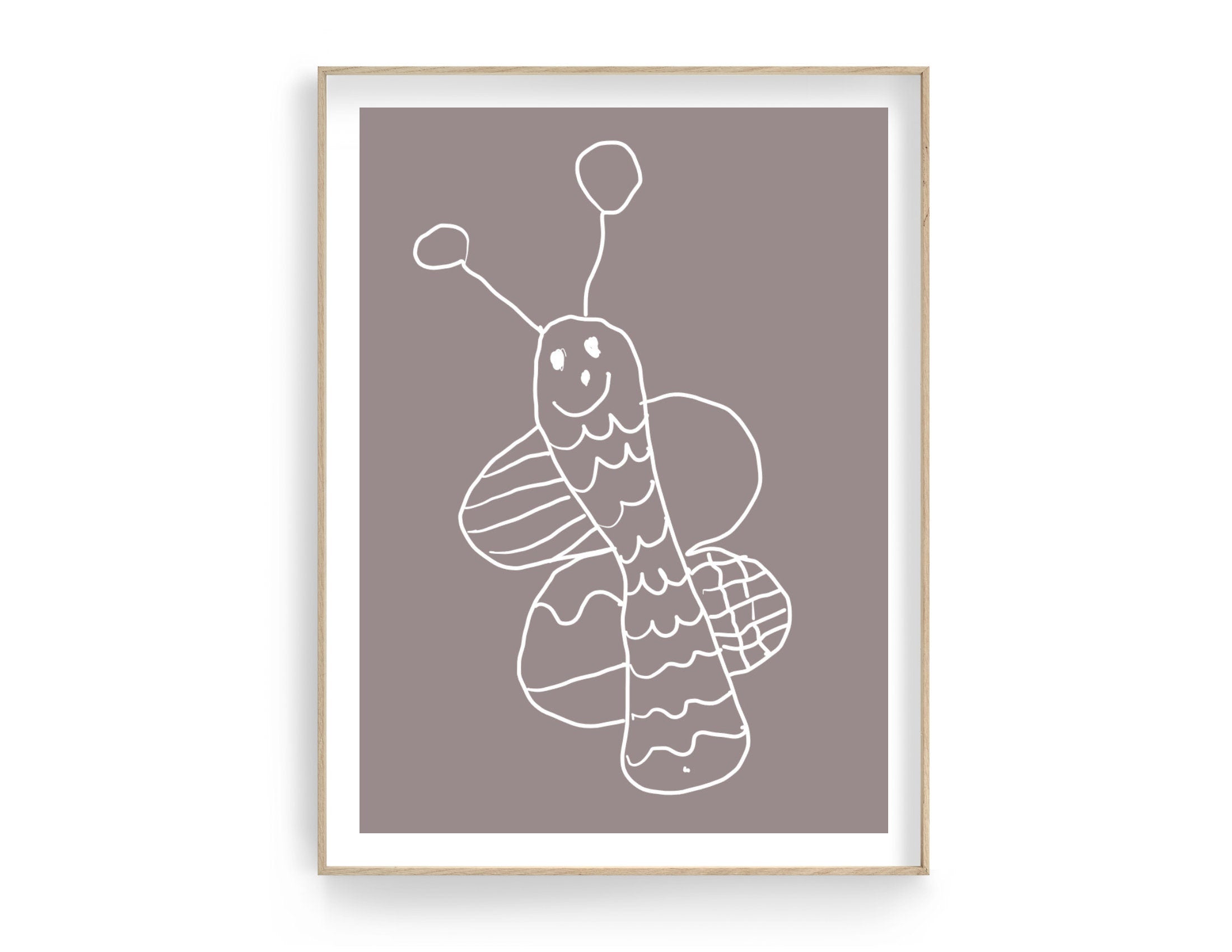 Kinder Kunstwerk als Poster - nach Vorlage einer Kinderzeichnung mit Wunschfarbe als Hintergrund