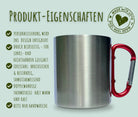 Karabinertasse | Personalisierte Outdoor Tasse für Wanderer | Edelstahl mit Karabiner | Karabinertasse Wandern Camping Camper