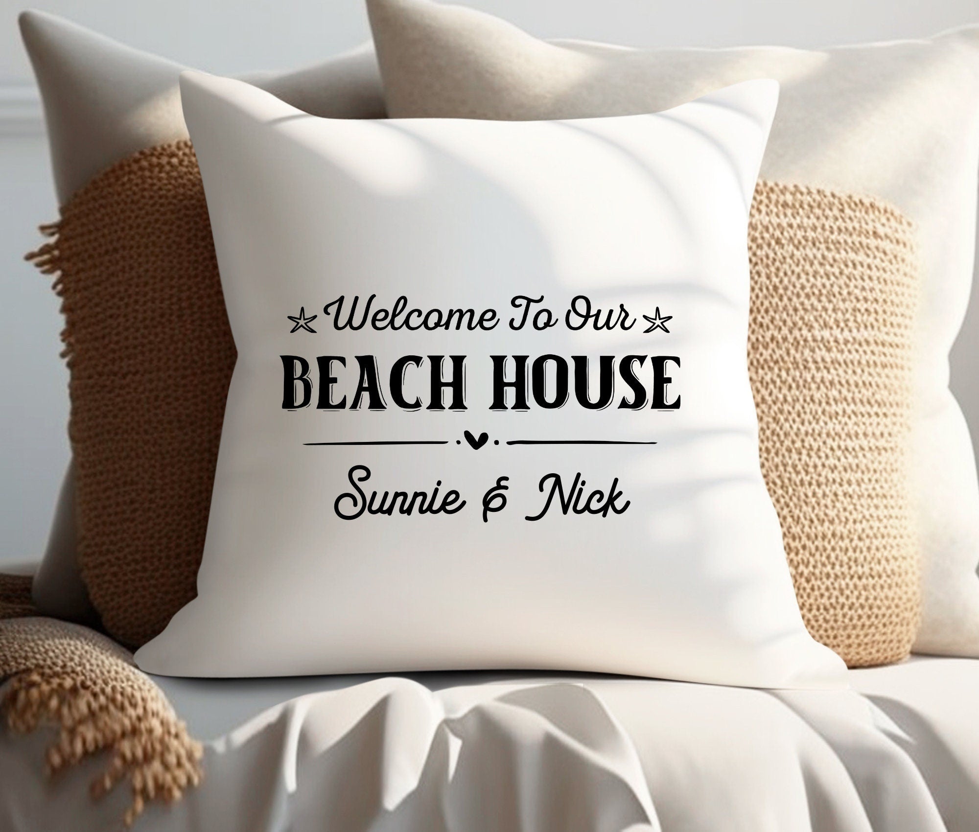 Kissen | Beach House | personalisiert | 40 x 40 cm