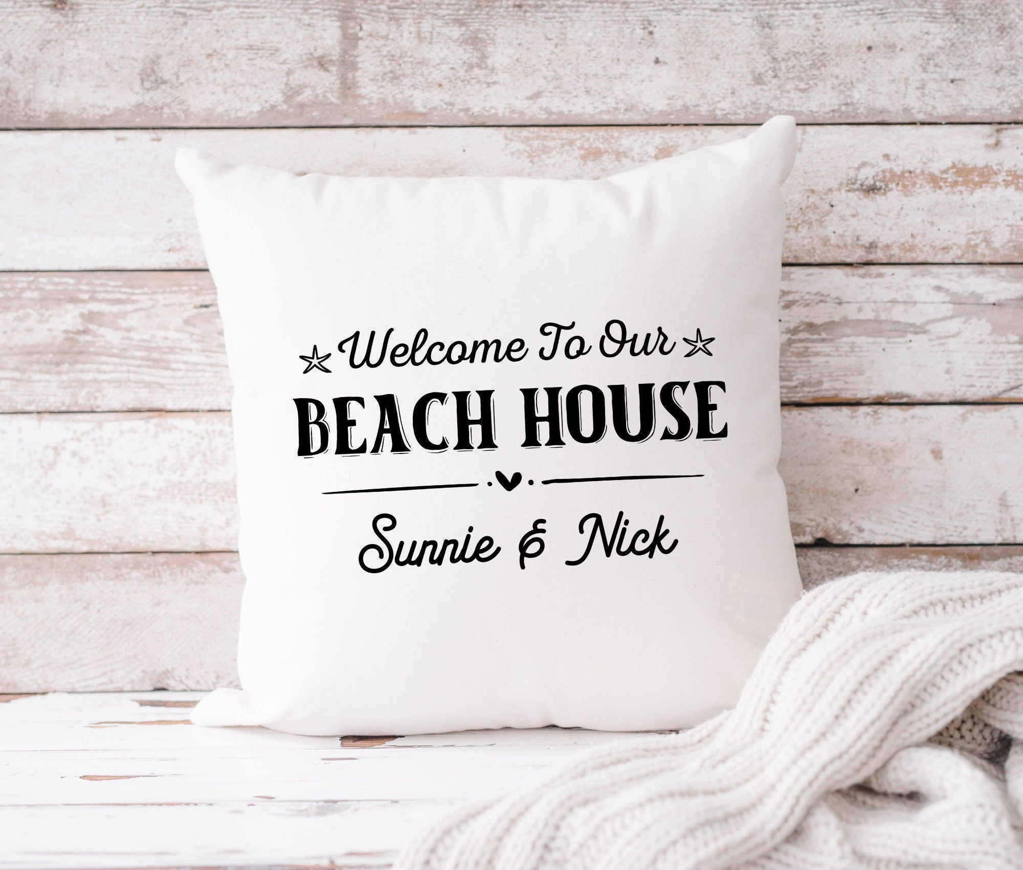 Kissen | Beach House | personalisiert | 40 x 40 cm